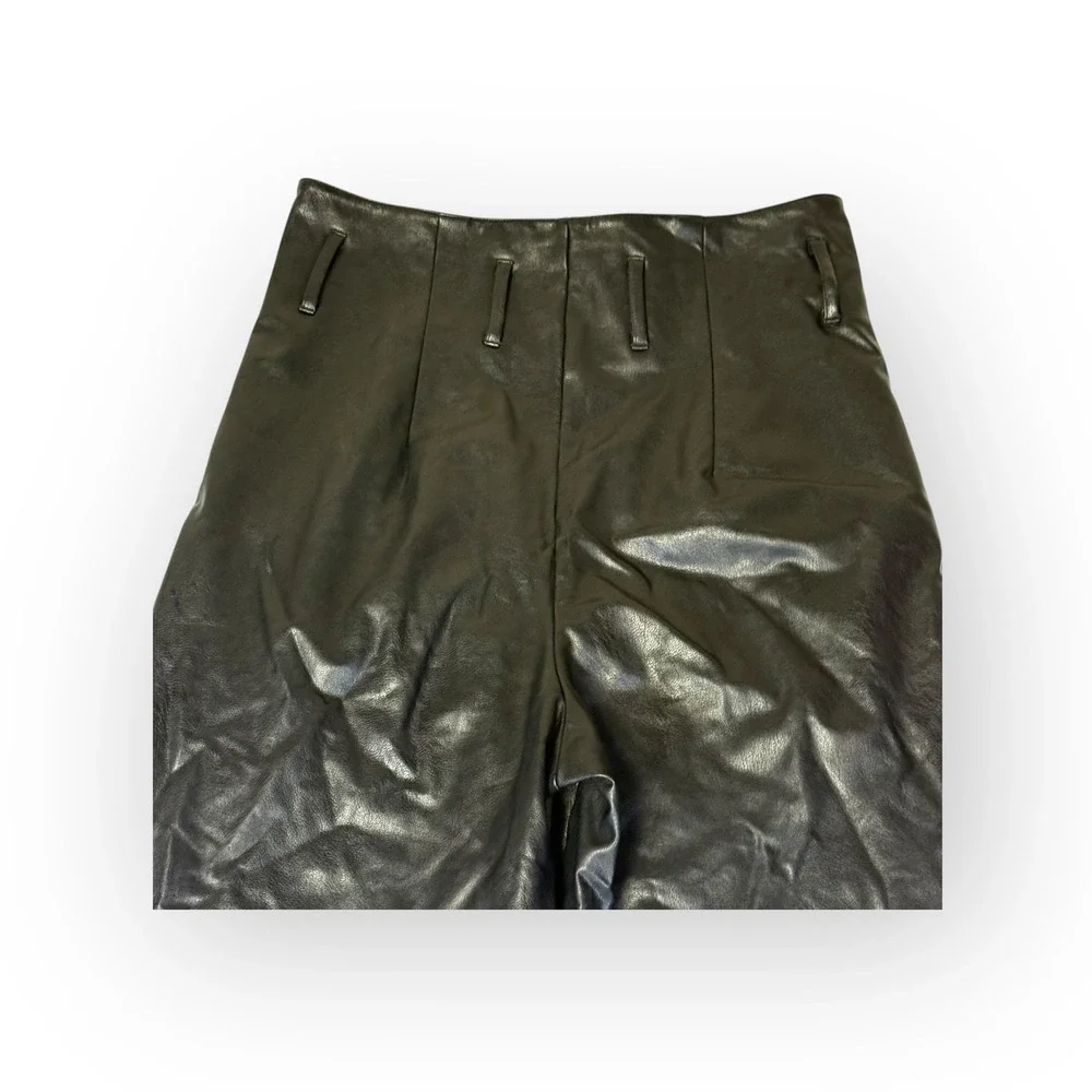 Commando Faux Leather High‎ Waisted Pleated Trousers Pants Black Size S